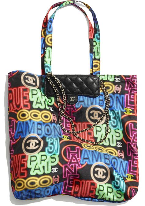 chanel printed fabric foldable tote bag with chain|chanel totes bags with prices.